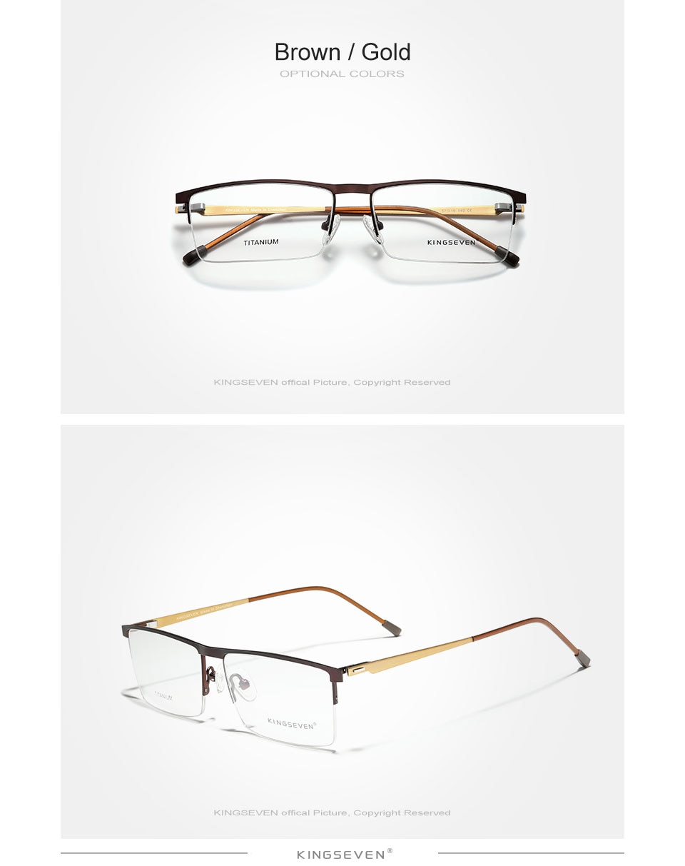 KINGSEVEN Titanium Alloy Optical Glasses Frame Men Square Myopia
