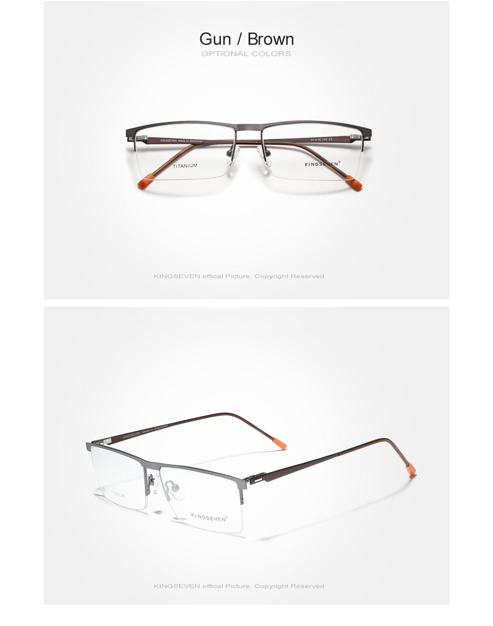 KINGSEVEN Titanium Alloy Optical Glasses Frame Men Square Myopia