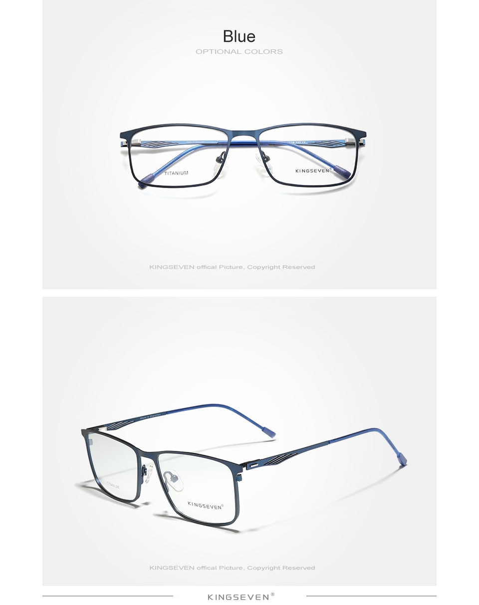 KINGSEVEN Square Myopia Prescription Eyeglasses Male Metal