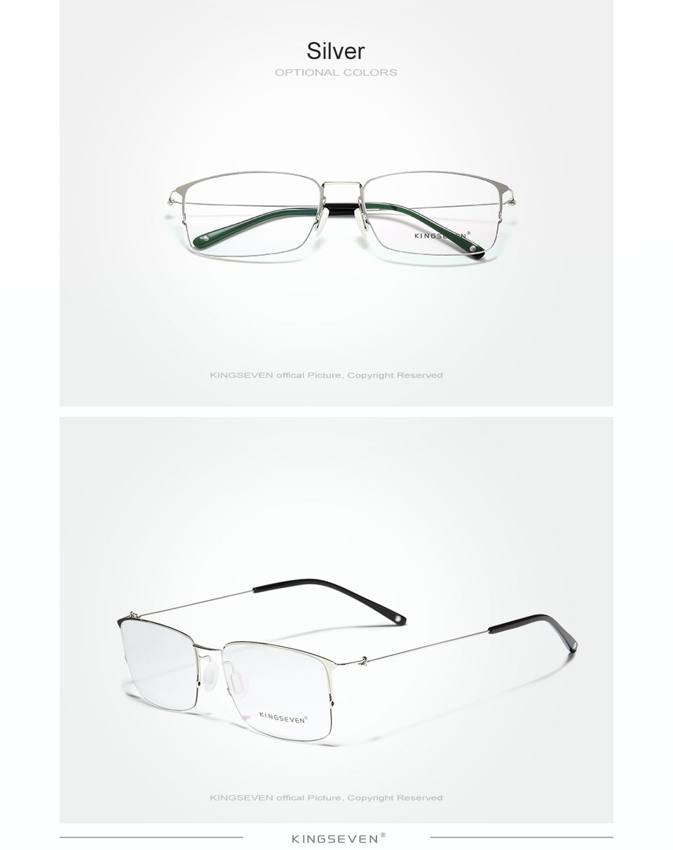 KINGSEVEN Titanium Alloy Optical Glasses Frame Men 2020 Square Myopia Prescription Eyeglasses Male Metal Eyewear