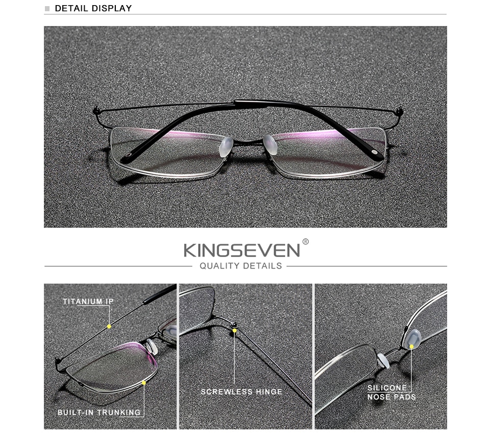 KINGSEVEN Titanium Alloy Optical Glasses Frame Men 2020 Square Myopia Prescription Eyeglasses Male Metal Eyewear