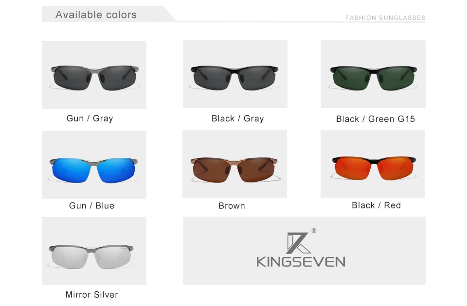 Genuine KINGSEVEN Polarized Men Aluminum Sunglasses Driving Mirror Lens Male Sun Glasses Aviation Women For Men Eyewear 9126