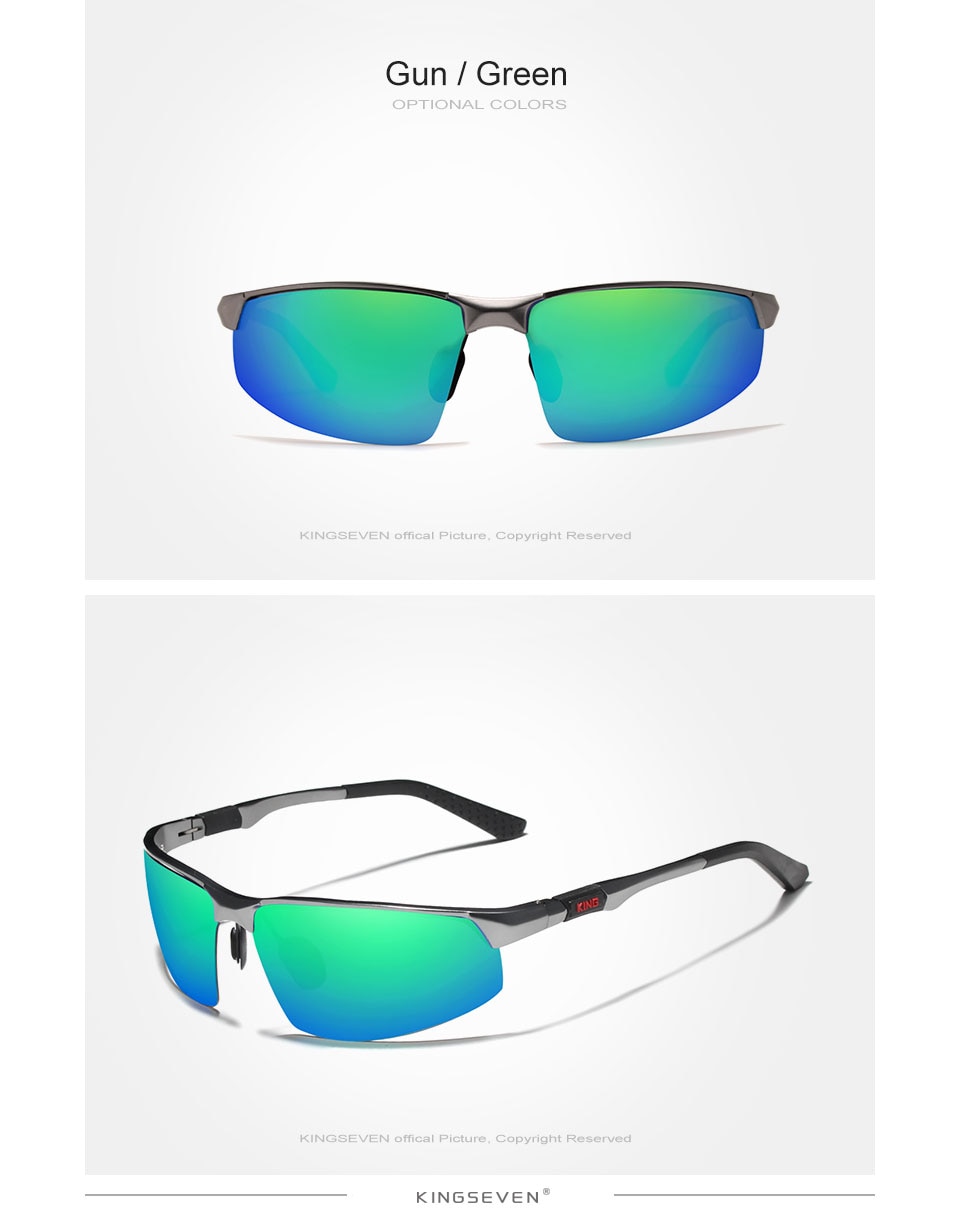 KINGSEVEN Driving Series Polarized Men Aluminum Sunglasses Blue Mirror Lens Male Sun Glasses Aviation Women For Men Eyewear 9121