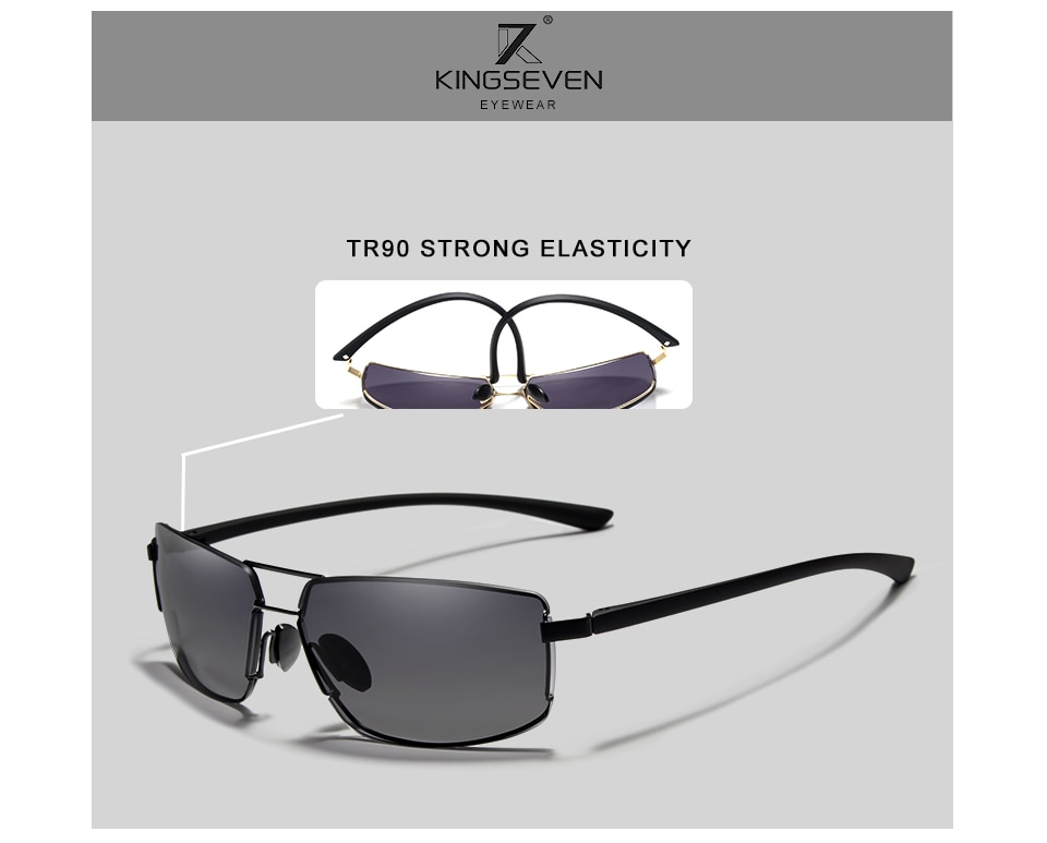 KINGSEVEN Brand Design Sunglasses Men Driving Square