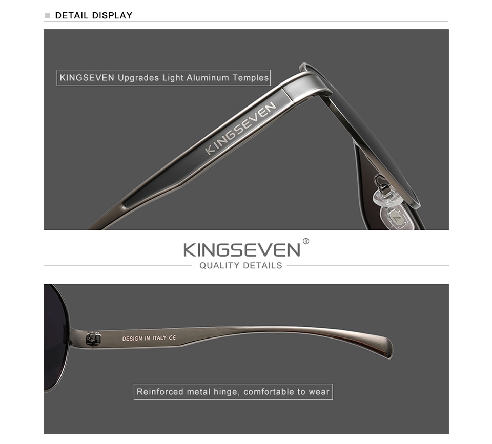 KINGSEVEN New Oversized Sunglasses Men And Women Polarized Mirror Lens Goggles UV Protection Men's Glasses Stainless Steel N7762