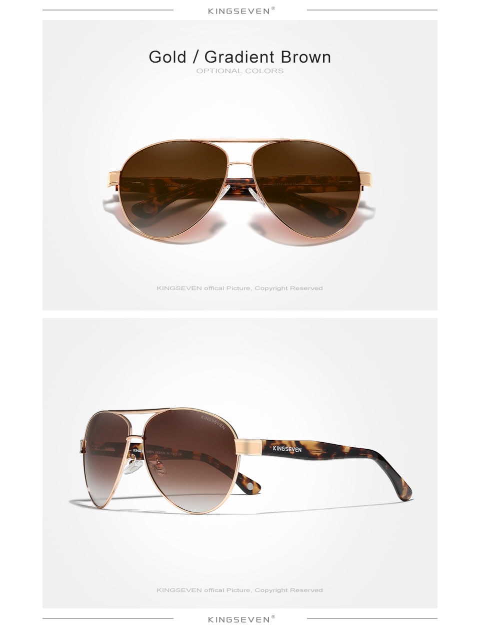 KINGSEVEN 2021 Official Debut Sunglasses Men Polarized Gradient Sun glasses Women Acetate Wire-Core Temples Pilot Eyewear N7777