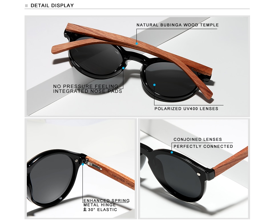 KINGSEVEN Bubinga Men’s Polarized Wooden Sunglasses