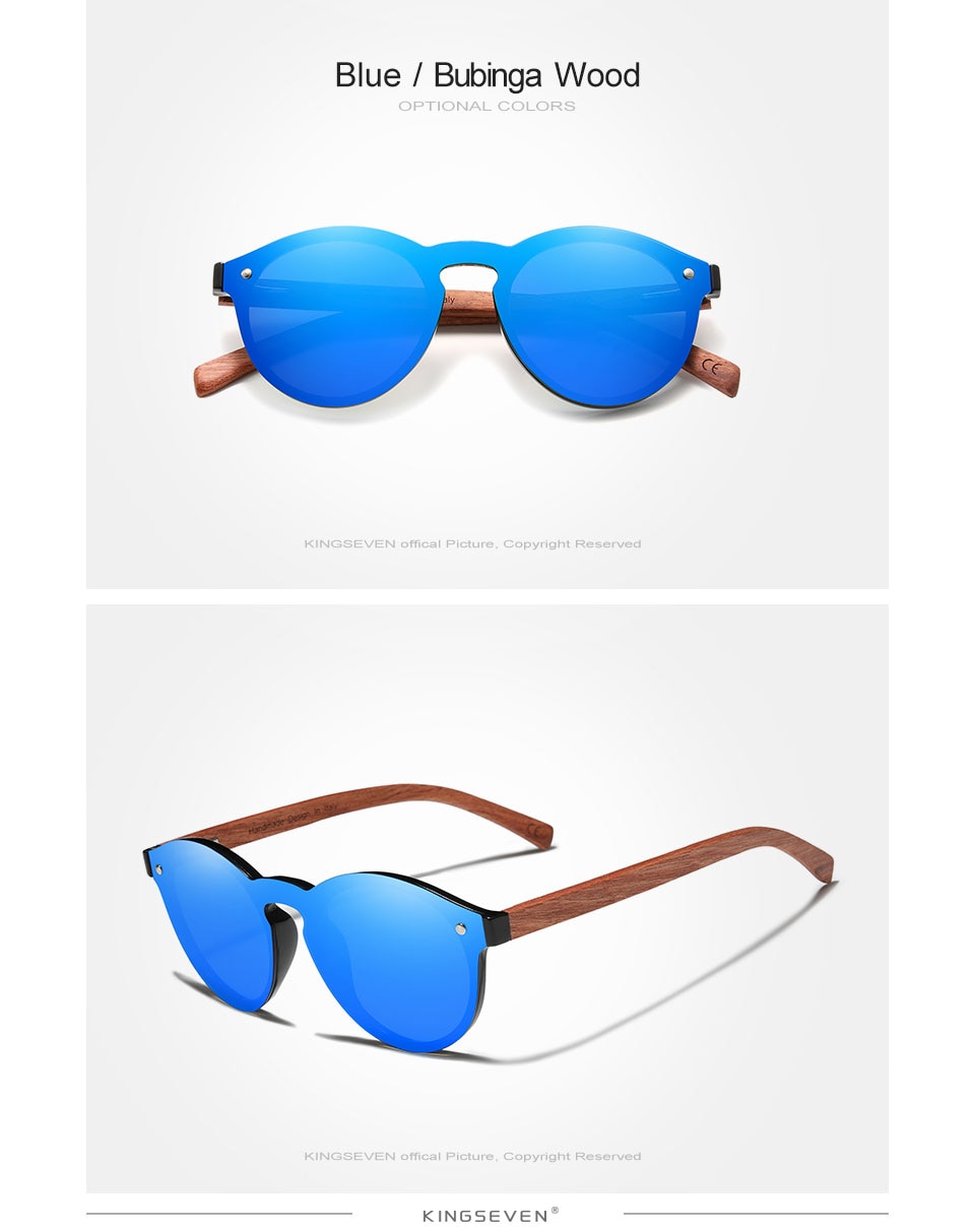 Custom LOGO Natural Wooden Sunglasses KINGSEVEN Bubinga Men's Polarized Glasses Wooden Fashion Sun Glasses Original Accessories