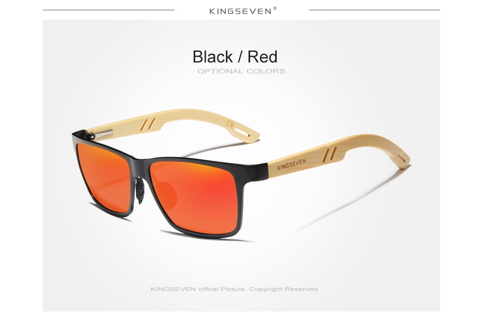 KINGSEVEN Brand Original Design Aluminum+Bamboo Natural Wooden Handmade Sunglasses Men Polarized Eyewear Sun Glasses For Women