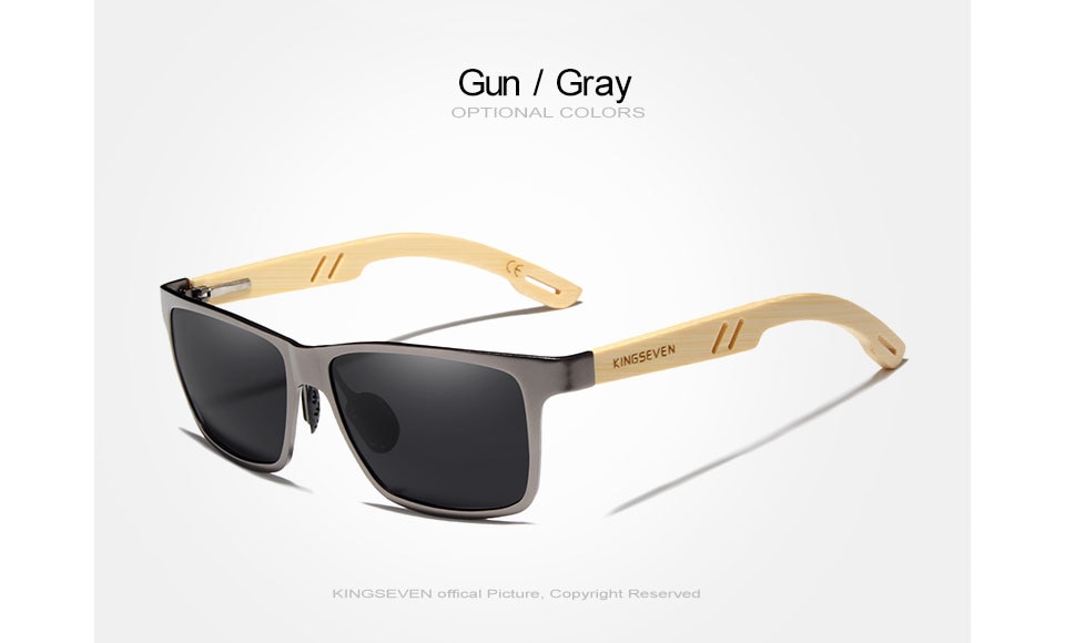 KINGSEVEN Brand Original Design Aluminum Bamboo Sunglasses