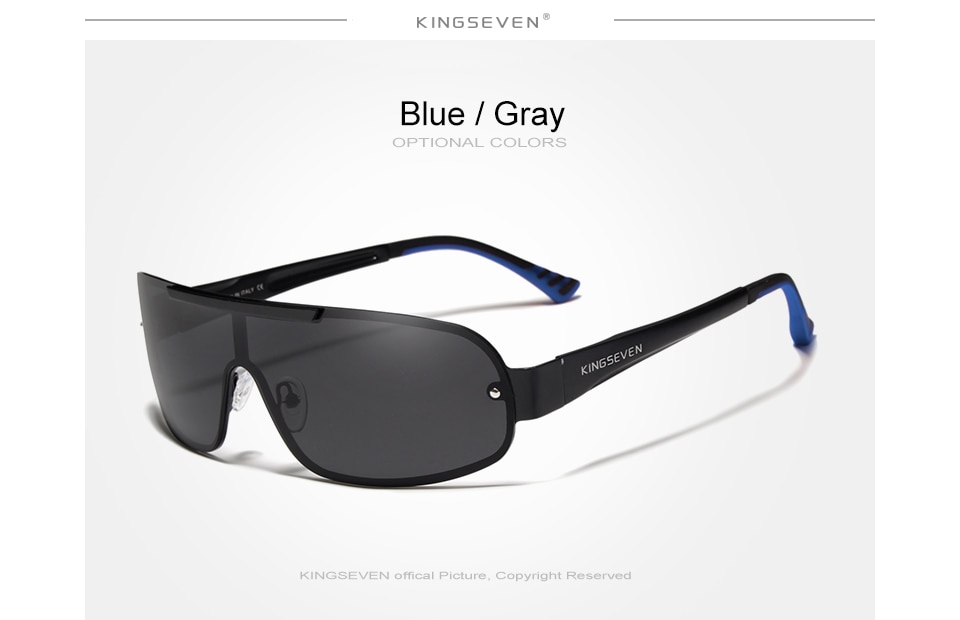 KINGSEVEN Design New Aluminum Men Brand Sunglasses HD Polarized Men's Sun Glasses Integrated Lens Eyewear Goggle Gafas De Sol