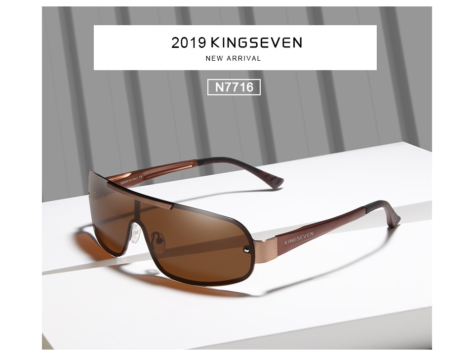 KINGSEVEN Design New Aluminum Men Brand Sunglasses HD Polarized Men's Sun Glasses Integrated Lens Eyewear Goggle Gafas De Sol