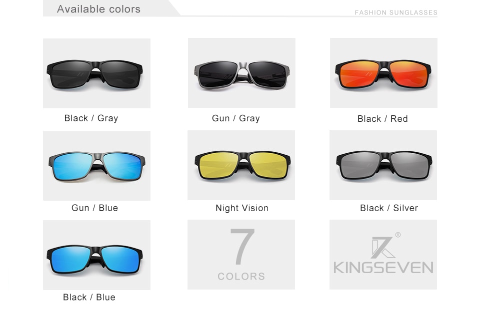KINGSEVEN Men's Polarized Sunglasses Full Frame Aluminum Material Driving Glasses Eyewear Shades For Men Oculos masculino